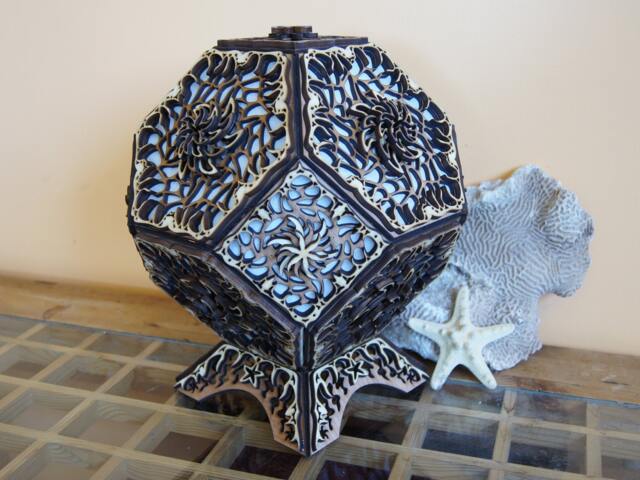 Nature Lamp. Haeckel, Coral Inspiration - Psychedelic Flower Wooden Table Lamp Laser Cutting - image 1