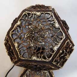 Nature Lamp. Haeckel, Coral Inspiration - Psychedelic Flower Wooden Table Lamp Laser Cutting - thumbnail 4