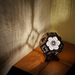 Nature Lamp. Haeckel, Coral Inspiration - Psychedelic Flower Wooden Table Lamp Laser Cutting - thumbnail 3