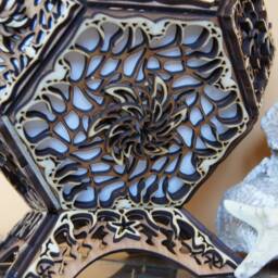Nature Lamp. Haeckel, Coral Inspiration - Psychedelic Flower Wooden Table Lamp Laser Cutting - thumbnail 2
