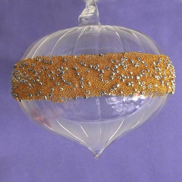 Clear Glass Gold Beaded Hanging Sultan Shaped Decoration - Valentine's Day Christmas Wedding Holiday Anniversary Festive Winter Gift Family