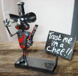 "Chef Mouse Metal Sculpture - "" Trust Me I'm A Chef" - thumbnail 1