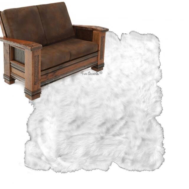 Shaggy White Faux Fur Rug - Thick Sheepskin, Country Edge - image 1