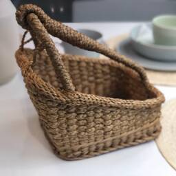 Wine Rack Basket White Color Gift Made Of Jute Kitchen Storage 2 Bottle - thumbnail 2