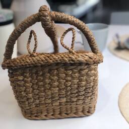 Wine Rack Basket White Color Gift Made Of Jute Kitchen Storage 2 Bottle - thumbnail 3