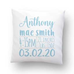 Baby Stats Pillow, Birth Announcement Pillow Boy, Nursery Pillow, New Gift Personalized, Custom Name Shower - thumbnail 2