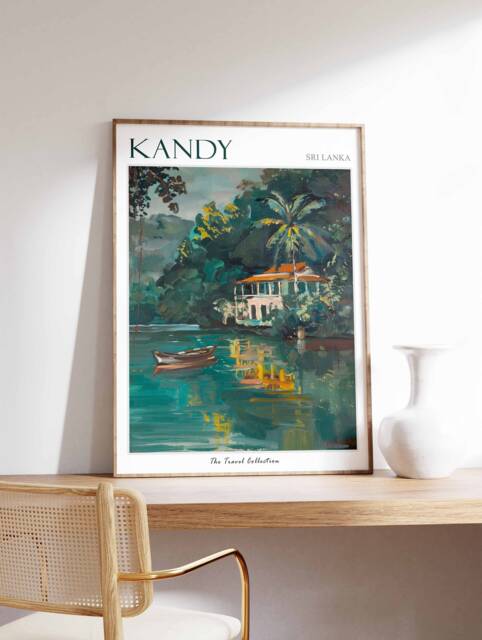 Kandy Sri Lanka Travel Poster Tropical Botanical Art - image 1