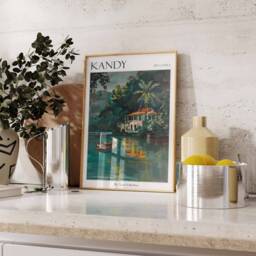 Kandy Sri Lanka Travel Poster Tropical Botanical Art - thumbnail 2