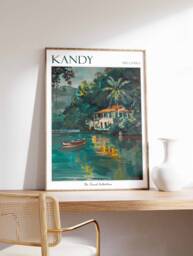 Kandy Sri Lanka Travel Poster Tropical Botanical Art - thumbnail 1