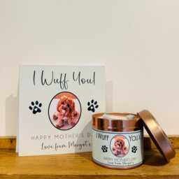 Personalised Mother's Day Candle Gift From The Dog - Happy Card Photo Upload, Dog Mum, Nan, Grandma - thumbnail 3