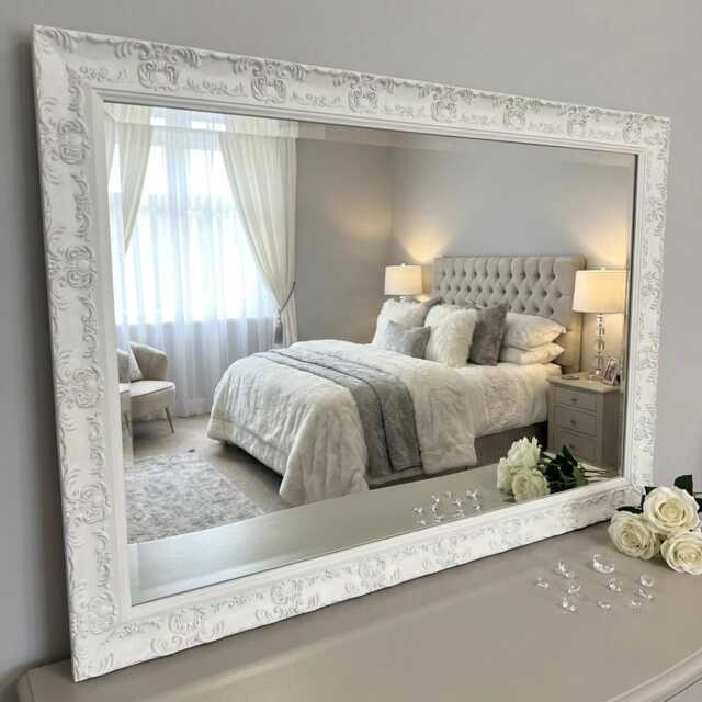 Large White Matt French Framed Decorative Rococo Ornate Opera Wall Mirror - Choice Of Size Premium Quality Free P&p - image 1