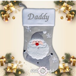 Personalised Christmas Stocking Luxury Embroidered Xmas Stockings Santa Reindeer Snowman Grey - thumbnail 3