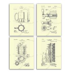 Vintage Beer Patent Art Prints, Brewery Decor, Set Of 4 - thumbnail 1