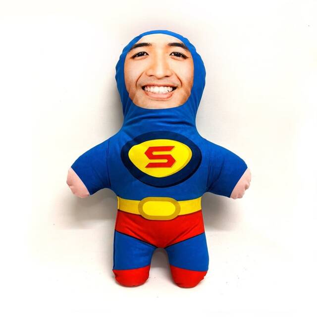 Superhero - Personalised Mini Me??? Photo Doll/Face Teddy Novelty Gift - image 1