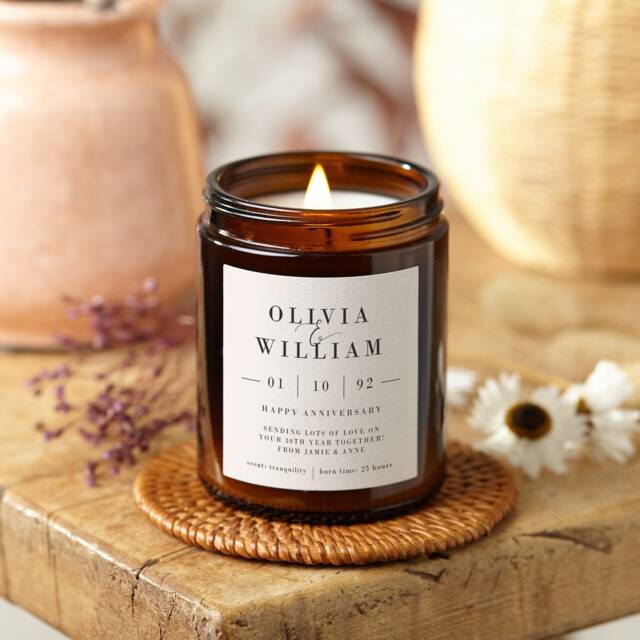 Personalised 30Th Anniversary Candle Apothecary Jar, Soy Wax - image 1