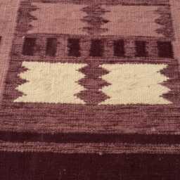 Handmade Geometric Wool Kilim Rug, Maroon & Pink, Custom Size Scandinavian Decor Runner - thumbnail 2