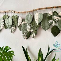 Monstera Leaf Wall Hanging Macrame, Large Macrame Art, Tapestries, Painting On The - thumbnail 4