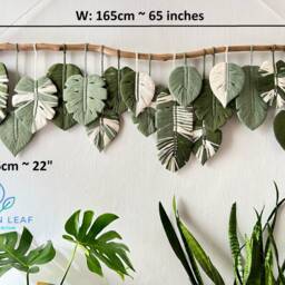 Monstera Leaf Wall Hanging Macrame, Large Macrame Art, Tapestries, Painting On The - thumbnail 3