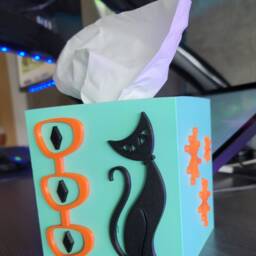 Atomic Cat Tissue Box Cover Starburst Diamonds Style Mcm Midcentury Modern Home D??cor Office Decoration - thumbnail 3
