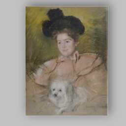 Elegant Lady With White Dog Pastel Portrait Belle Epoque Style Canvas Wall Art Print Decor Picture Ready To Hang - thumbnail 1