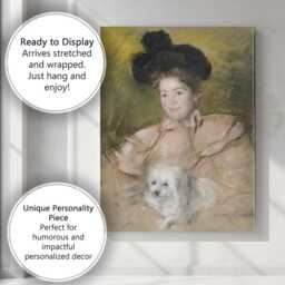 Elegant Lady With White Dog Pastel Portrait Belle Epoque Style Canvas Wall Art Print Decor Picture Ready To Hang - thumbnail 3
