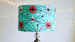 Atomic Retro Lampshade - Handmade Blue 50S Fifties Vintage Lamp Shade 30cm 40cm, Mid Century, Ceiling, Turquoise, Small Lamp - thumbnail 1