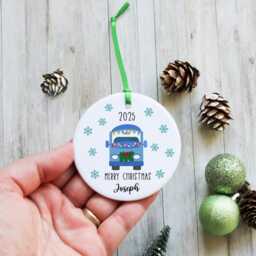 Personalised Camper Van Christmas Tree Ornament - Handmade Ceramic Decoration, Custom Travel Gift - thumbnail 2