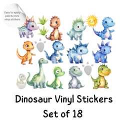 Dinosaur Wall Decals - 18-Piece Vinyl Nursery Stickers - thumbnail 1