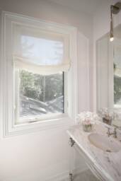 Custom Natural Linen Roman Shade, Sheer Window Treatment