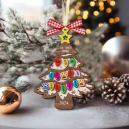 Personalized Family Christmas Tree Ornament, Names Wooden Custom Tree, Name, 2025 Ornament - thumbnail 2