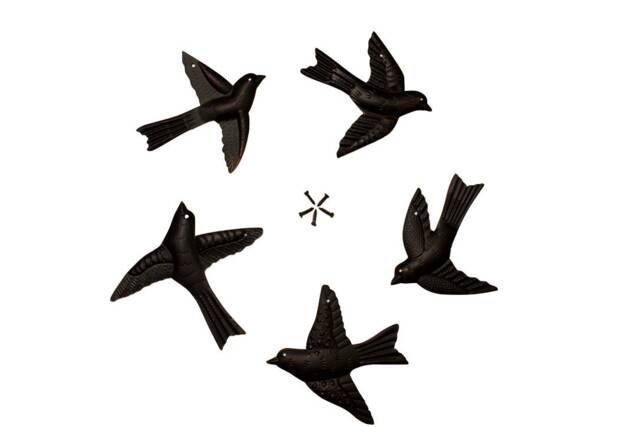 5X Birds 3D Wall Art - Freedom Flock Of Set 5 Decorative Metal Hanging X 4.5 Inches Or 11 12 cm - image 1
