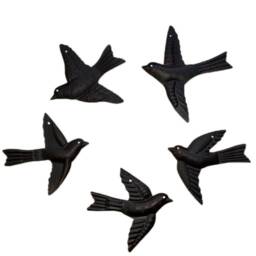 5X Birds 3D Wall Art - Freedom Flock Of Set 5 Decorative Metal Hanging X 4.5 Inches Or 11 12 cm - thumbnail 2