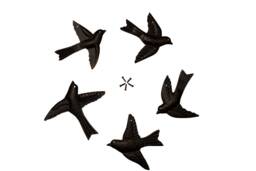 5X Birds 3D Wall Art - Freedom Flock Of Set 5 Decorative Metal Hanging X 4.5 Inches Or 11 12 cm - thumbnail 1