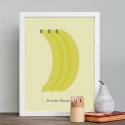 B Is For Banana Wall Art Print, All Sizes, Funky Style, Mid Century - thumbnail 1