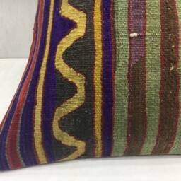 Vintage Turkish Kilim Pillow Cover, Handwoven Linen Cushion, 16x16 - thumbnail 3