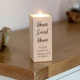 New Home Gift, First Wood Candle Holder, Sweet Home, Candle, Personalised Lc402