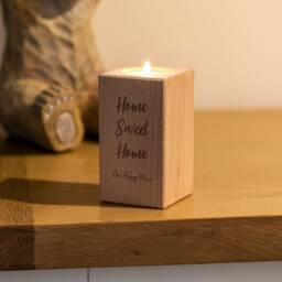 New Home Gift, First Wood Candle Holder, Sweet Home, Candle, Personalised Lc402 - thumbnail 3