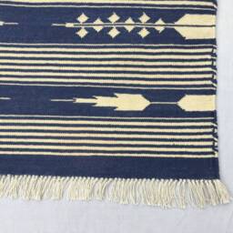 2x5 Cotton Blue & White Stripes Hand Woven Runner Rug - thumbnail 3