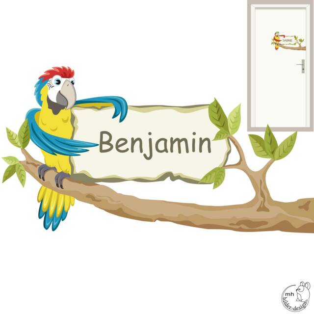 "Wall Sticker ""Parrot Door Sign" - image 1