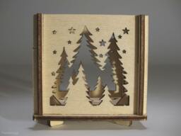 Night Forest Tealight Lantern Wooden Winter Tree Candle Holder - thumbnail 1