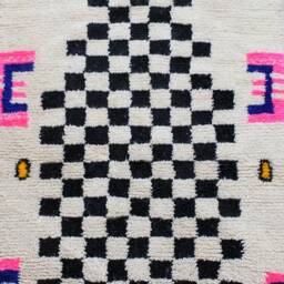Checkerboard Rug, Beni Ourain Rug - Checkered Moroccan Handmade Berber Rug, Room Decor Aesthetic Boho Boho, Wool - thumbnail 2
