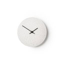 Small White Wall Clock Round Cl200412 - Concrete Clock, White With Black Hands