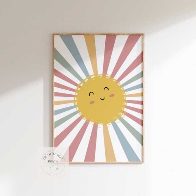 Sunshine Wall Poster , Art Print Nursery Prints, Scandi Decor, Neutral, Wall Art, Kids - image 1