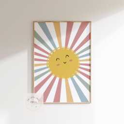 Sunshine Wall Poster , Art Print Nursery Prints, Scandi Decor, Neutral, Wall Art, Kids - thumbnail 1
