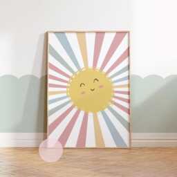 Sunshine Wall Poster , Art Print Nursery Prints, Scandi Decor, Neutral, Wall Art, Kids - thumbnail 3
