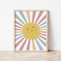 Sunshine Wall Poster , Art Print Nursery Prints, Scandi Decor, Neutral, Wall Art, Kids - thumbnail 2