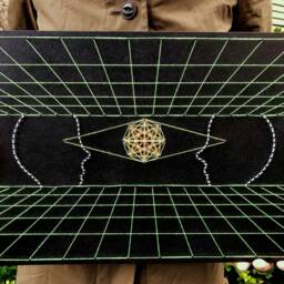 Uv String Art???Nn???40x30cm, Illusion 3D, Sacredgeometry, Handmade Psychedelic Decor, Wall Hanging, Fluorescent, Geometry, Trippy Art - thumbnail 4