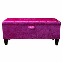 Pink Crushed Velvet Storage Bench - Bedroom Accent Ottoman Handmade in Britain - thumbnail 3