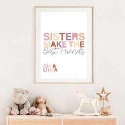 Sisters Make The Best Friends Print, Boho, Girls Bedroom Decor, Sibling Prints, Sister Wall Art, Nursery Prints - thumbnail 2