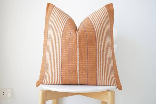 Brown Neutral Tribal Hemp Hand Woven Natural Dye Color Lumbar Pillow Cover - image 1
